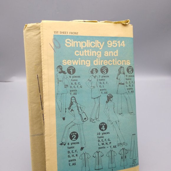 Vintage Sewing PATTERN Simplicity 9514, Misses 1971 Tunic with Three Fronts - Picture 1 of 1
